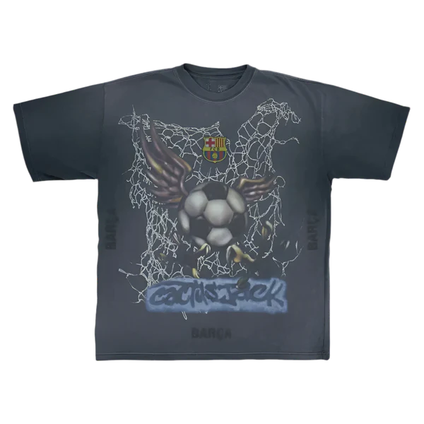 Travis Scott x FC Barcelona Washed Spray Logo T-Shirt 'Black'