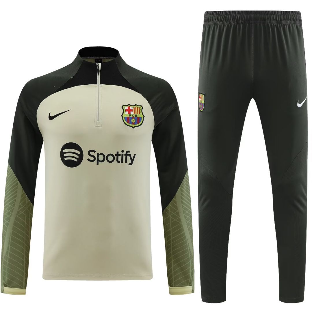Barcelona Zipper Sweatshirt Kit(Top+Pants) Green 2023/24