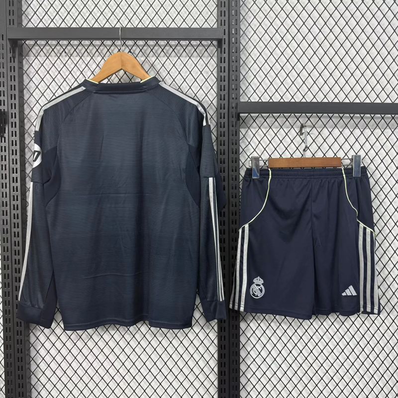 25-26 Real Madrid Away Soccer Kids Long Sleeve Jersey+Short - view 3