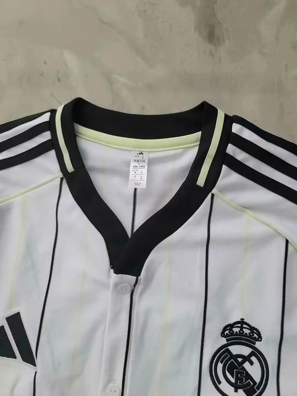 25-26 Real Madrid Baseball Soccer Jersey White - view 6