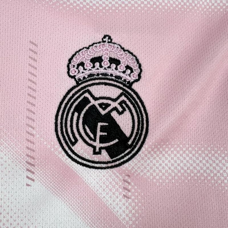 24-25 Real Madrid Soccer Jersey Pink White - view 9