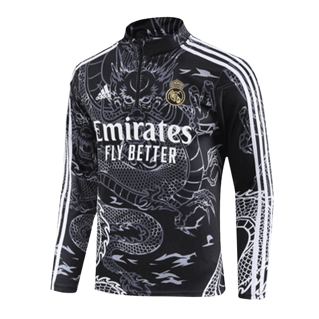 Kids Real Madrid Zipper Sweatshirt Kit(Top+Pants) Black 2023/24 - view 3
