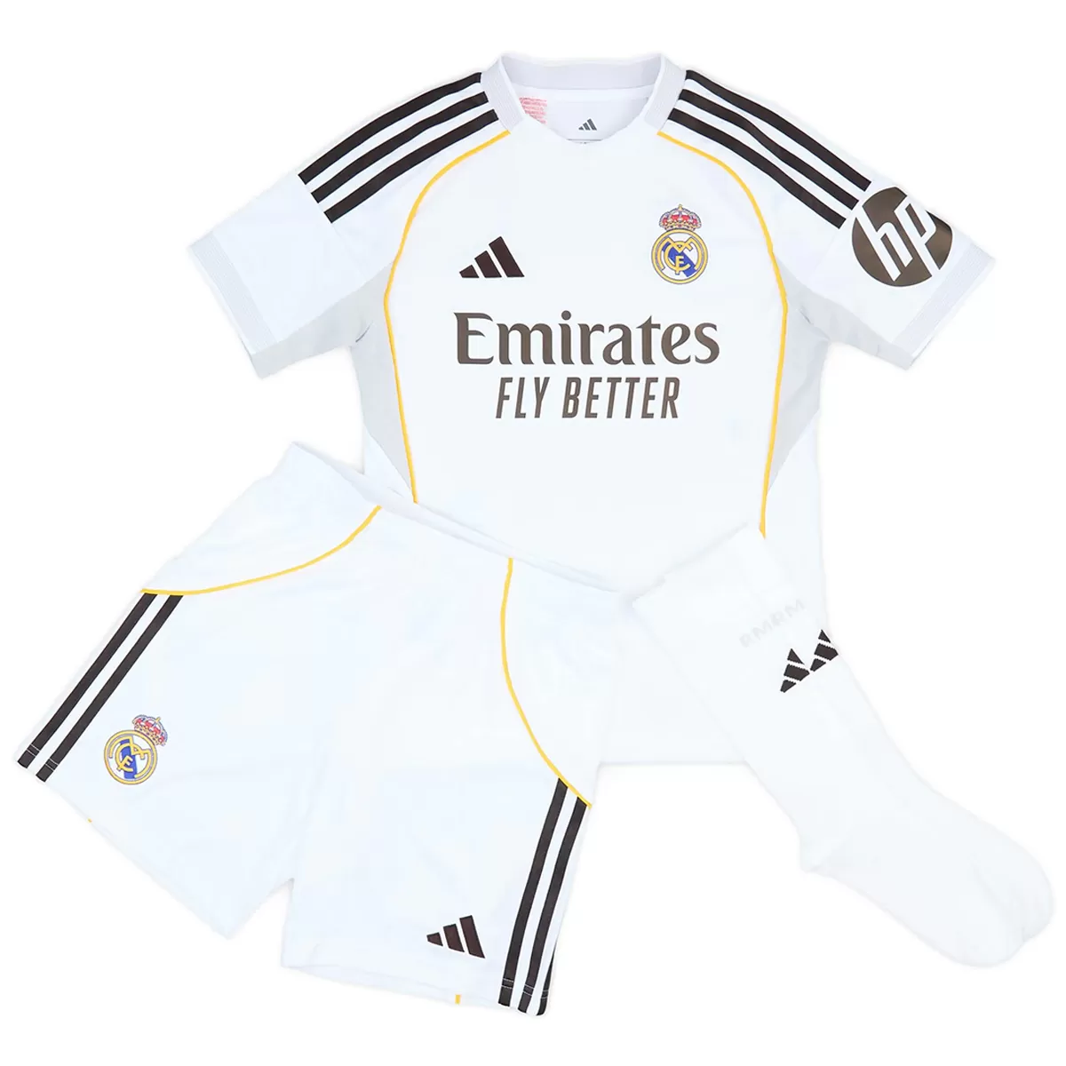 25-26 Real Madrid Home Soccer Kids Full Kit Jersey+Shorts+Socks
