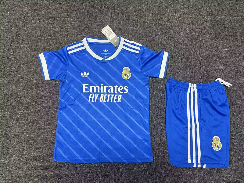 25-26 Real Madrid Third Away Soccer Kids Kit Jersey+Shorts