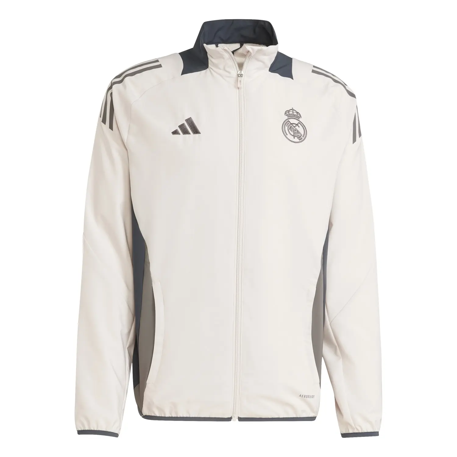 2024-2025 Real Madrid Mens UCL Training Tracksuit Jacket -Beige
