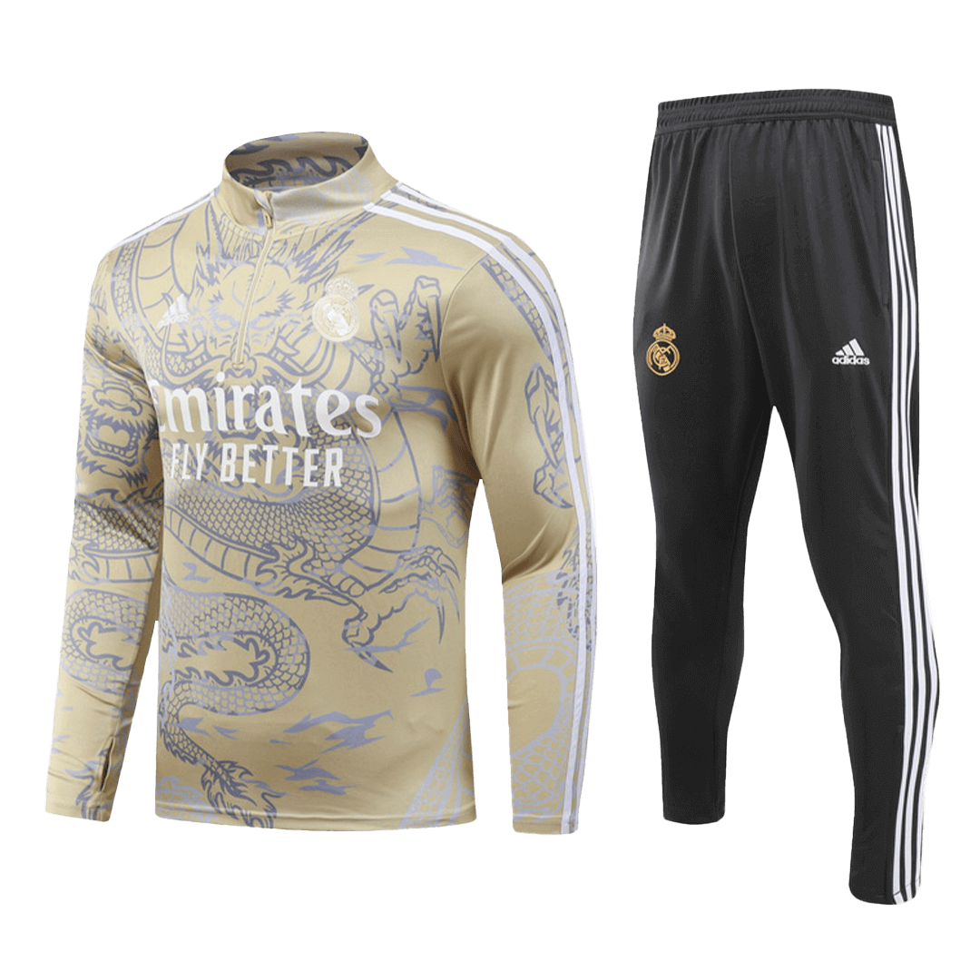 Real Madrid Zipper Sweatshirt Kit(Top+Pants) Yellow 2023/24