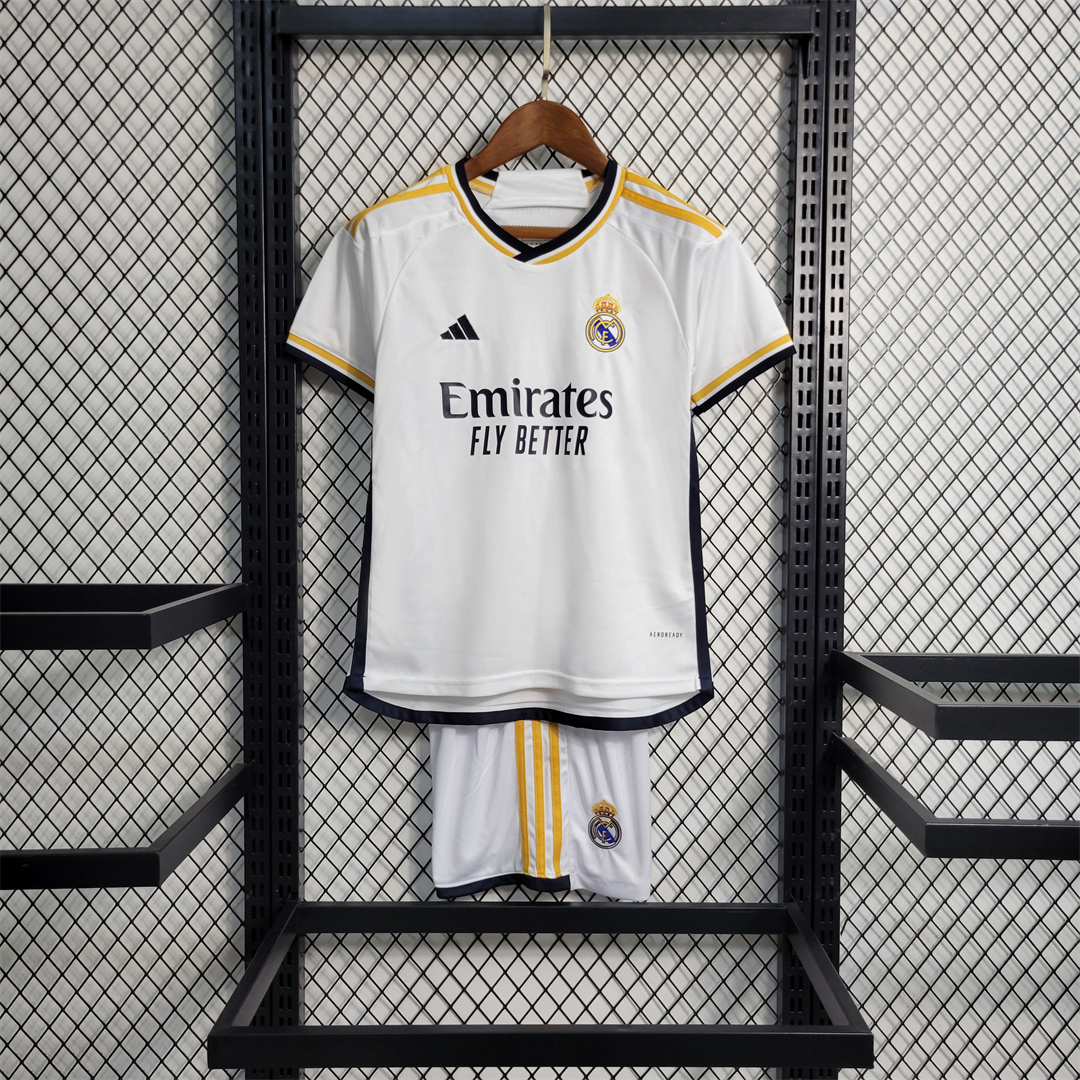 23-24 Real Madrid Home Kids Kit (Jersey+Shorts)