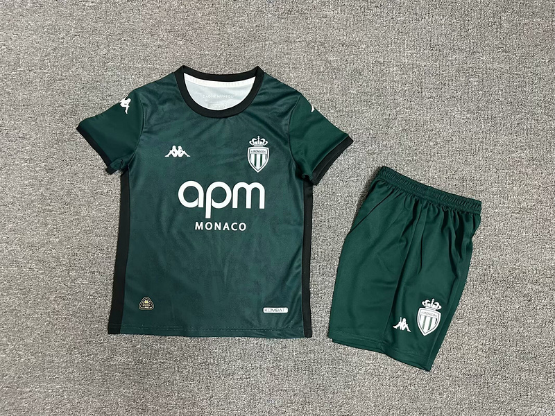 24-25  AS Monaco Away Kids kit Jerseys+Shorts