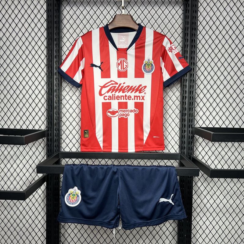 24-25 Chivas  Home Soccer Kids kit Jersey+Shorts