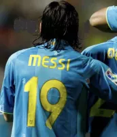 Barcelona MESSI #19 name print and number 2007/08 home / Away - view 5