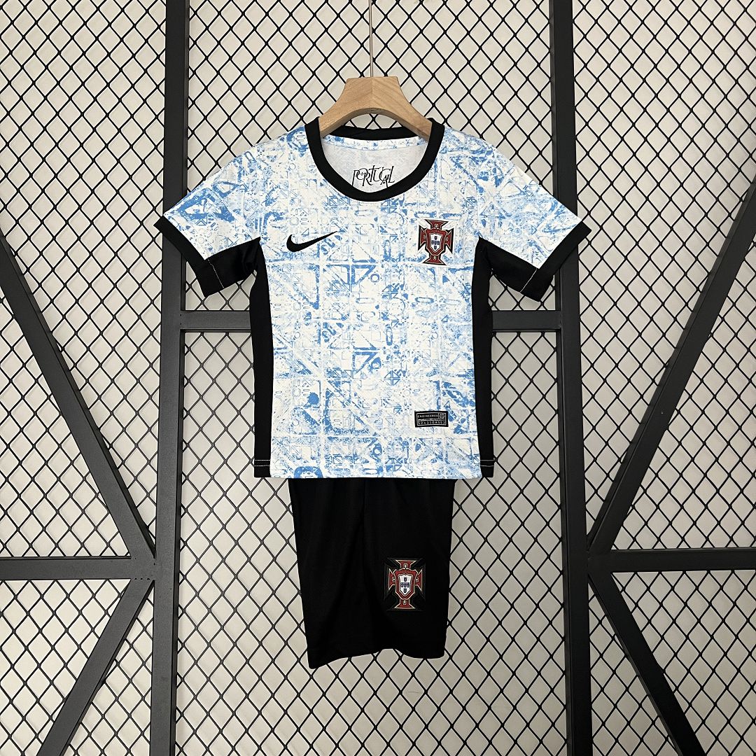2024 Portugal Euro Cup Away Soccer Kids Kit Jersey+Shorts