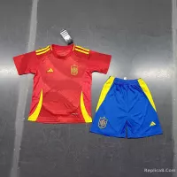 2024 Spain Euro Cup Home Football Kids Kit Jersey+Shorts - view 1