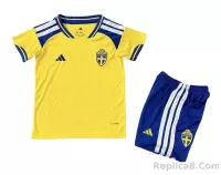 2026 Sweden World Cup Home Football Kids Kit Jersey+Shorts - view 1