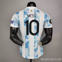 2020 Argentina Home Soccer Jersey Messi#10 With the Patches Player Version - view 3