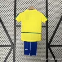 2002 Brazil World Cup Home Retro Kids Kit Jersey+Shorts - view 3