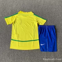 2002 Brazil World Cup Home Retro Kids Kit Jersey+Shorts - view 9