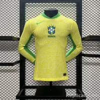 2024 Brazil Home Copa America Football Jersey Player Version Long Sleeve - view 1