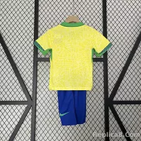 2024 Brazil Home Copa America Football Kids Kit Jersey+Shorts - view 3