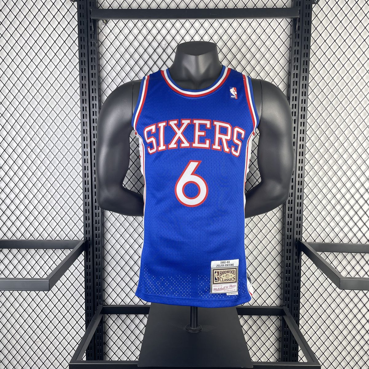 Philadelphia 76ers 1982-83 Season Throwback Jersey Blue #6 Julius Erving - detail