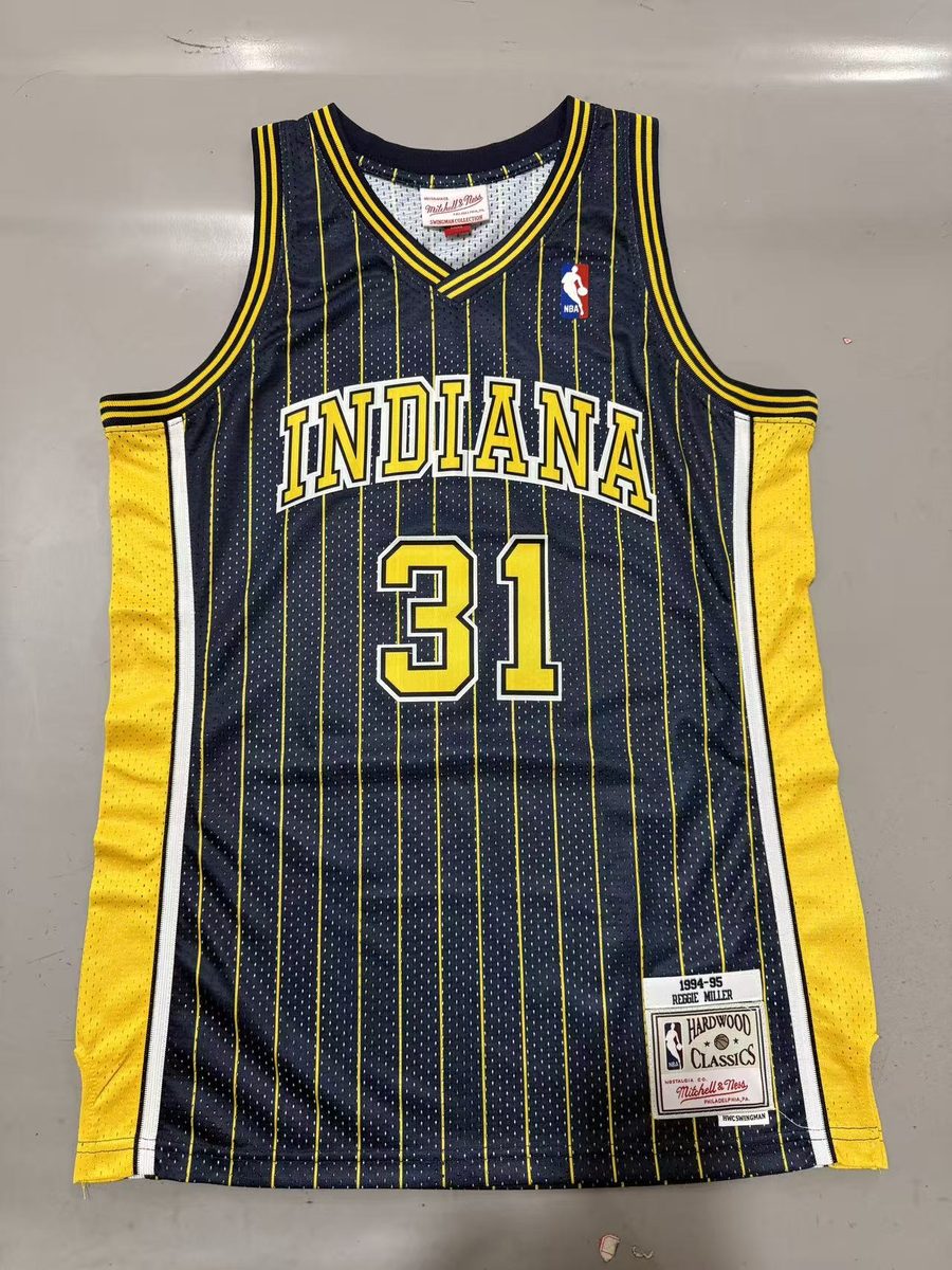 Indiana Pacers 1994-95 Throwback Heat-Pressed Navy #31 Reggie Miller Jersey