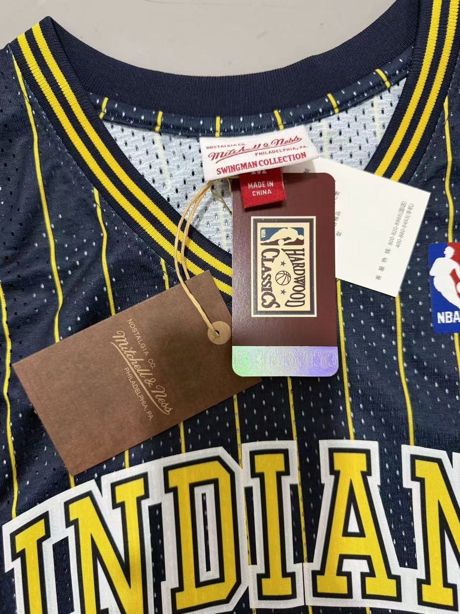 Indiana Pacers 1994-95 Throwback Heat-Pressed Navy #31 Reggie Miller Jersey - detail