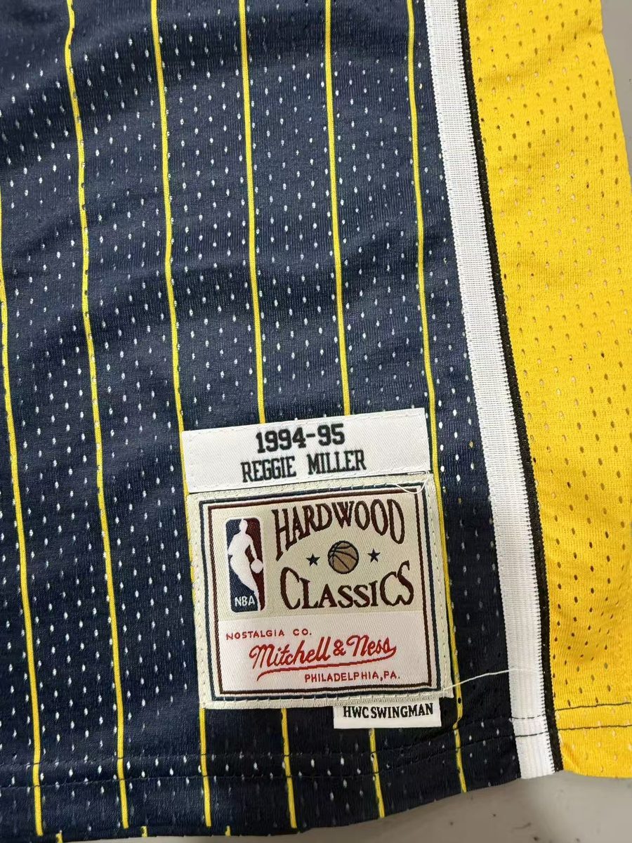 Indiana Pacers 1994-95 Throwback Heat-Pressed Navy #31 Reggie Miller Jersey - detail