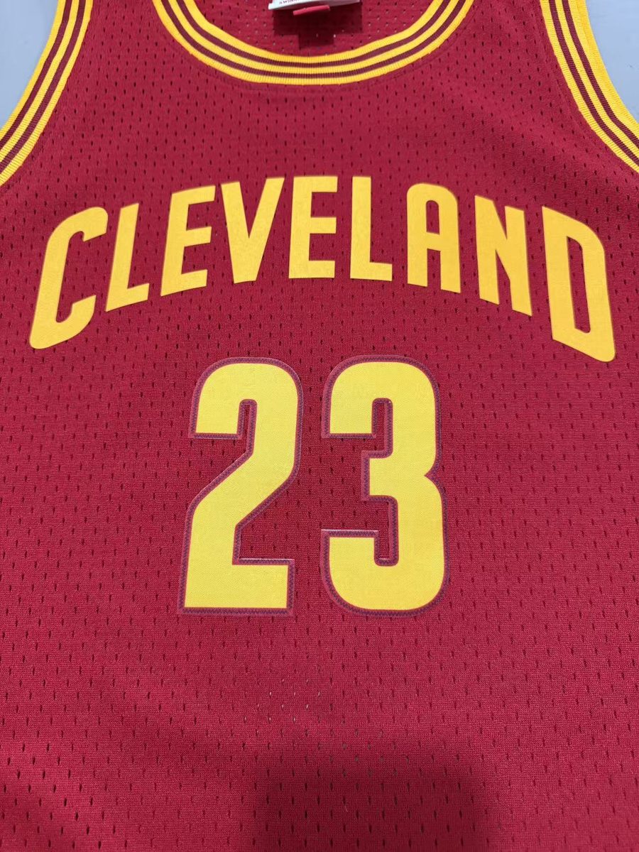 Cleveland Cavaliers 2015-16 Season Throwback MN Jersey Wine 23 LeBron James - detail