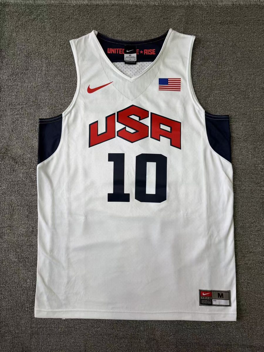 Team USA 2012 Olympic Dream Team White #10 Kobe Bryant Throwback MN Heat-Pressed Jersey
