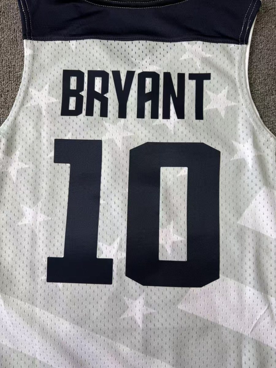 Team USA 2012 Olympic Dream Team White #10 Kobe Bryant Throwback MN Heat-Pressed Jersey - detail