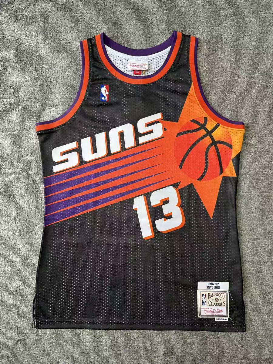 Phoenix Suns 1996-97 Season Throwback Heat-Pressed Jersey Black #13 Jason Kidd