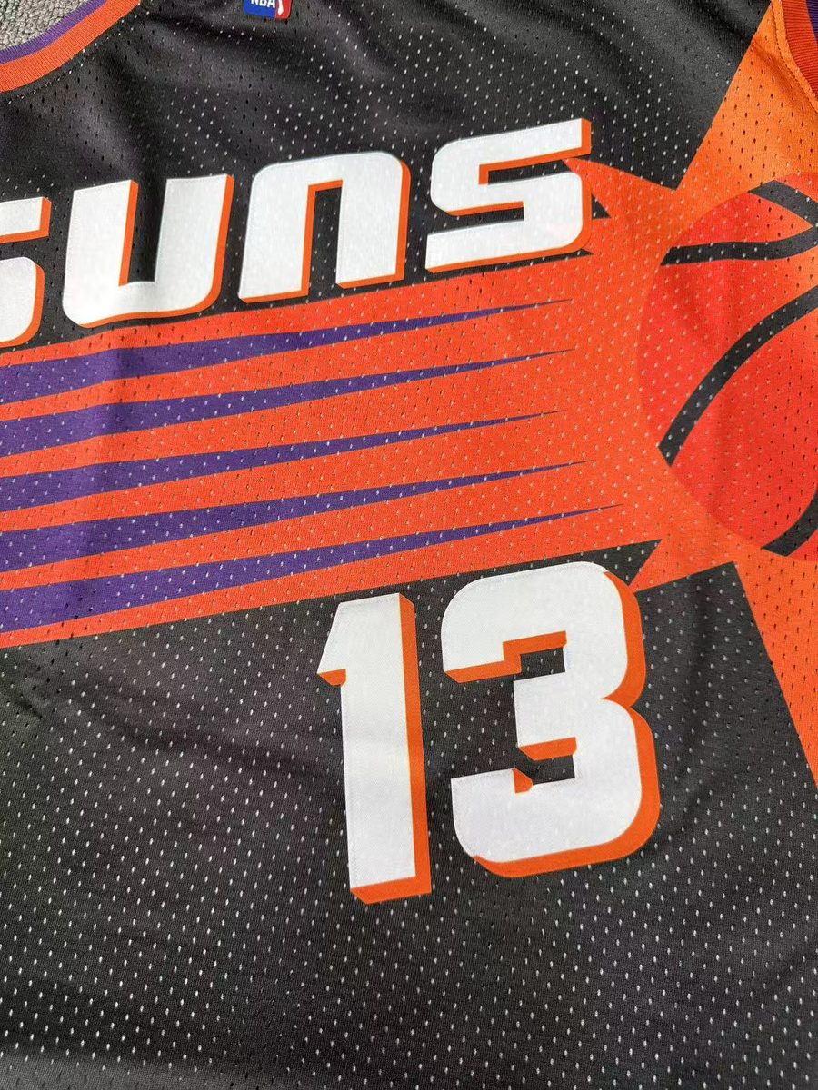Phoenix Suns 1996-97 Season Throwback Heat-Pressed Jersey Black #13 Jason Kidd - detail
