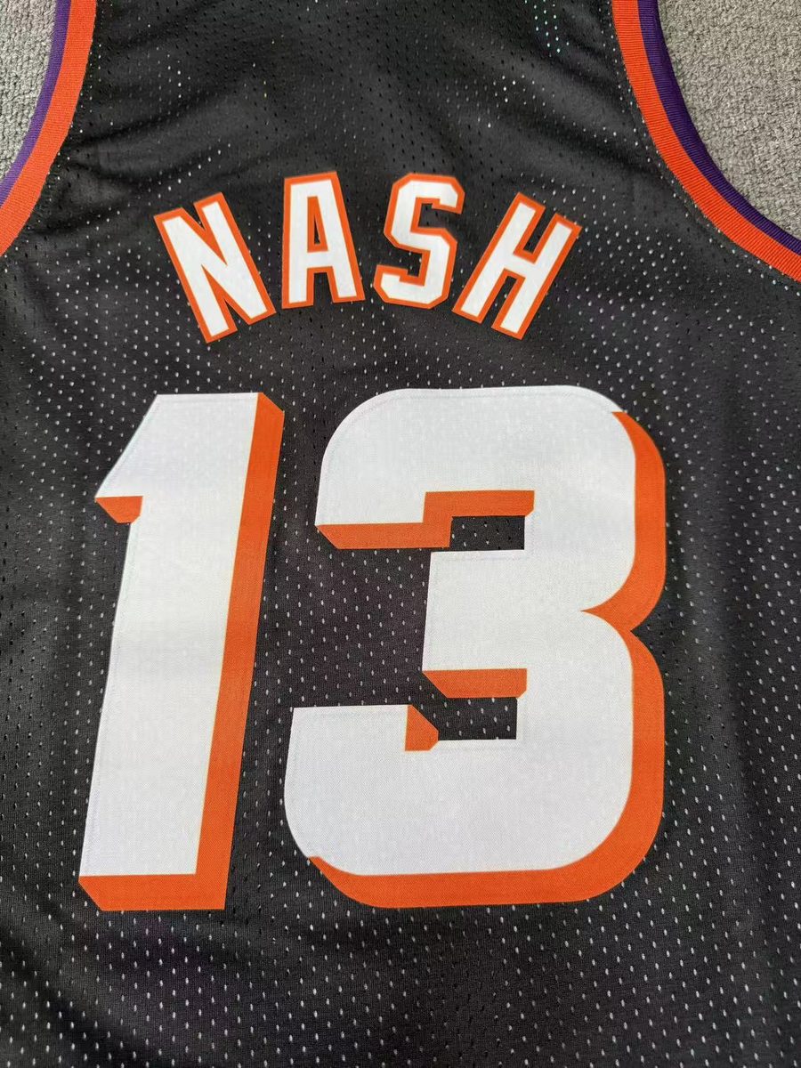 Phoenix Suns 1996-97 Season Throwback Heat-Pressed Jersey Black #13 Jason Kidd - detail