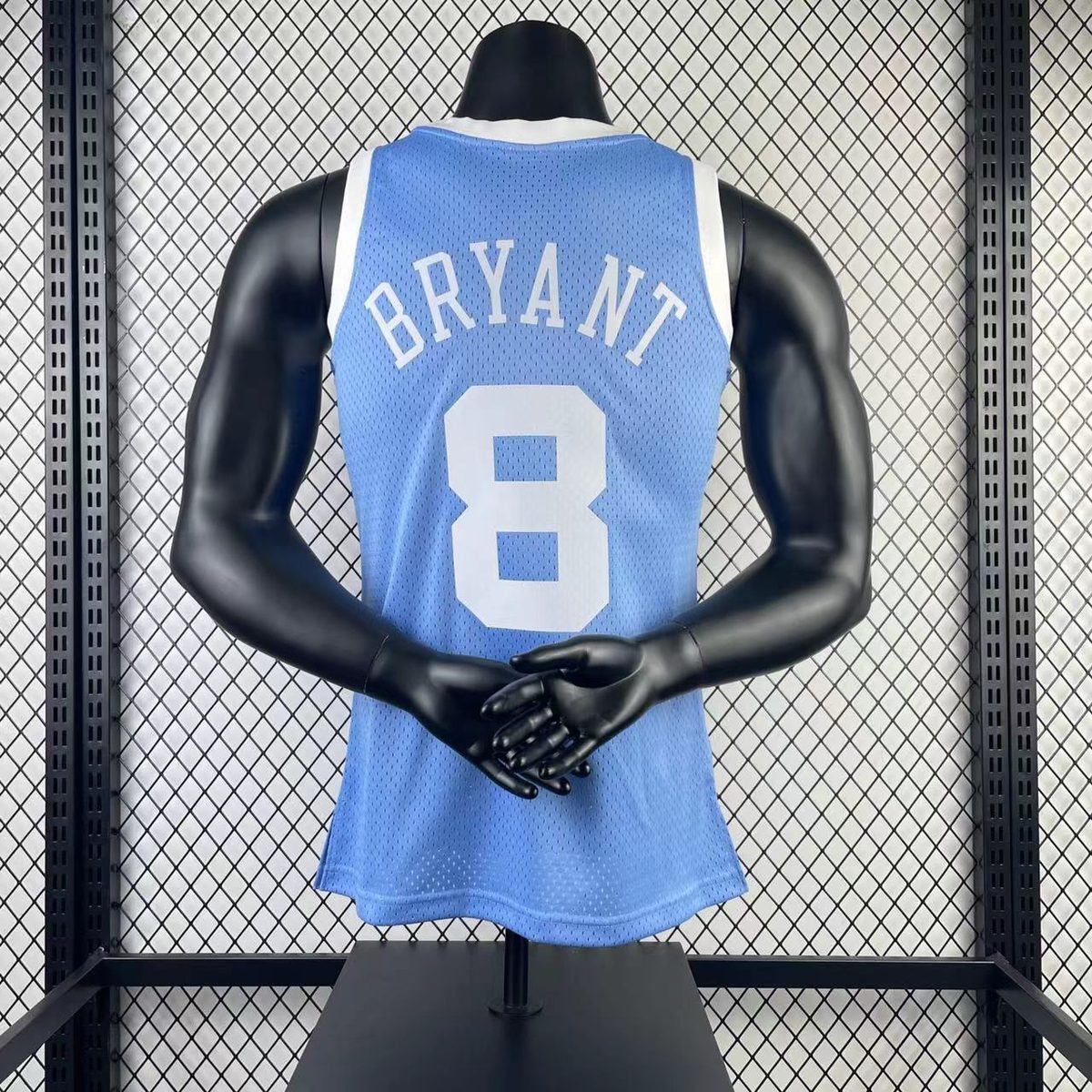 MN Throwback Heat-Pressed Jersey: Los Angeles Lakers 2004-05 Season North Carolina Blue #8 Kobe Bryant - detail