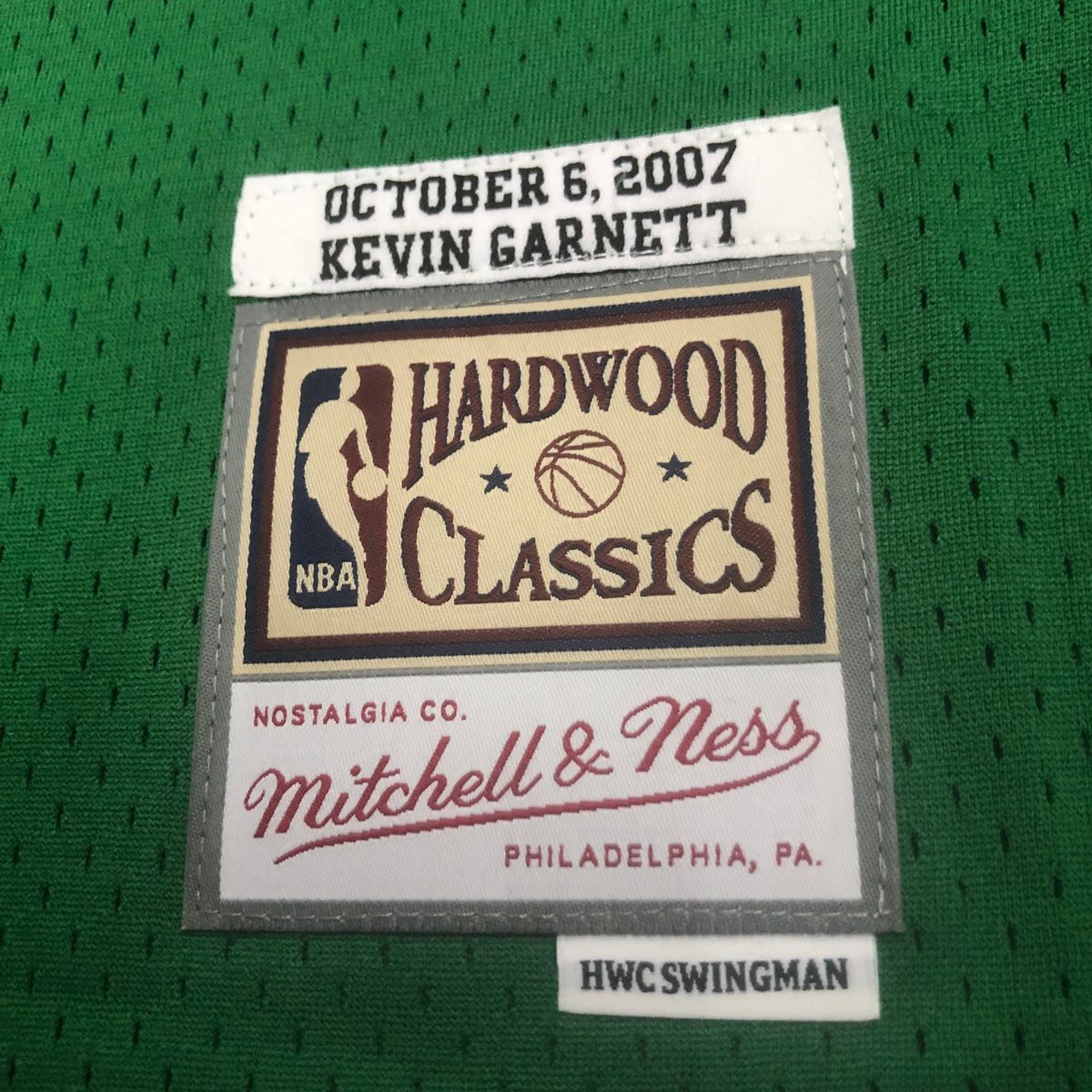 Boston Celtics Throwback Heat-Pressed Swingman Jersey Green #5 Kevin Garnett - detail