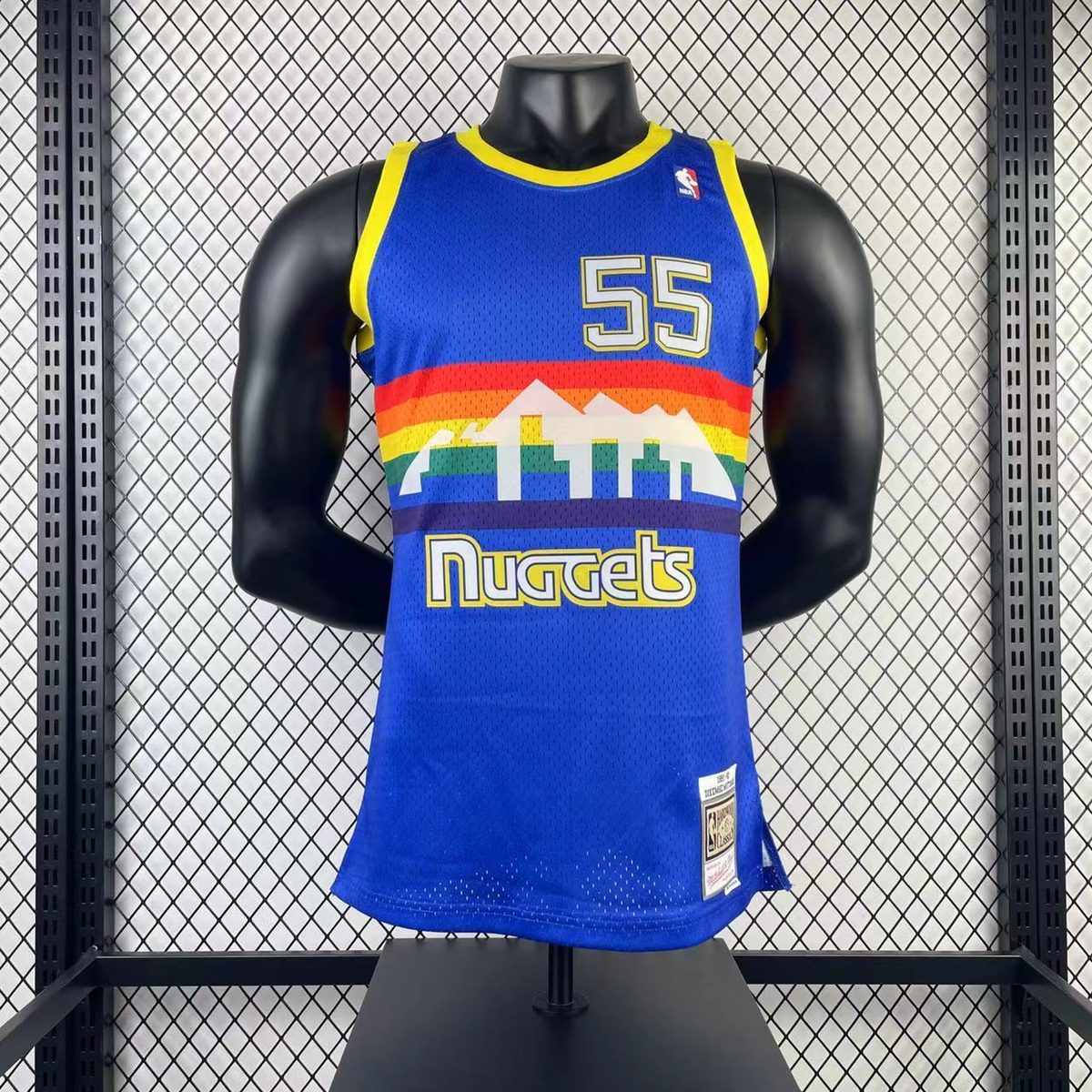 Denver Nuggets 1991-92 Throwback Jersey Blue #55 Dikembe Mutombo - detail