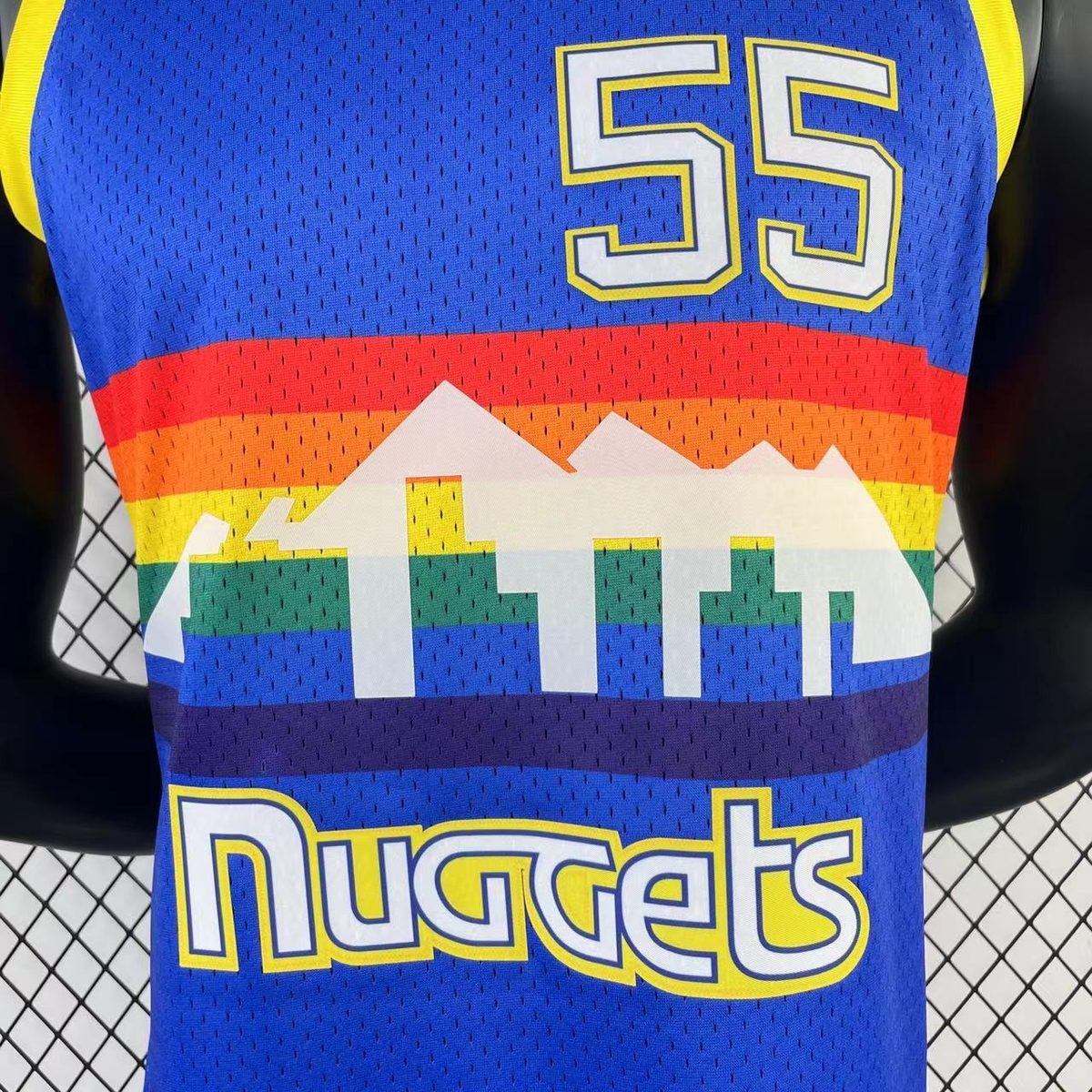 Denver Nuggets 1991-92 Throwback Jersey Blue #55 Dikembe Mutombo - detail