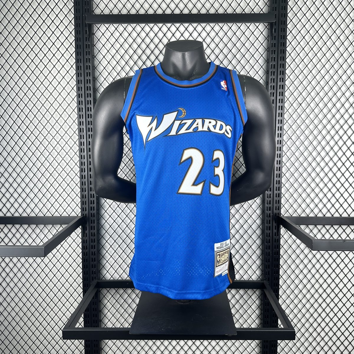 Washington Wizards 01/02 Season Retro Heat-Pressed Swingman Blue #23 Michael Jordan Jersey - detail