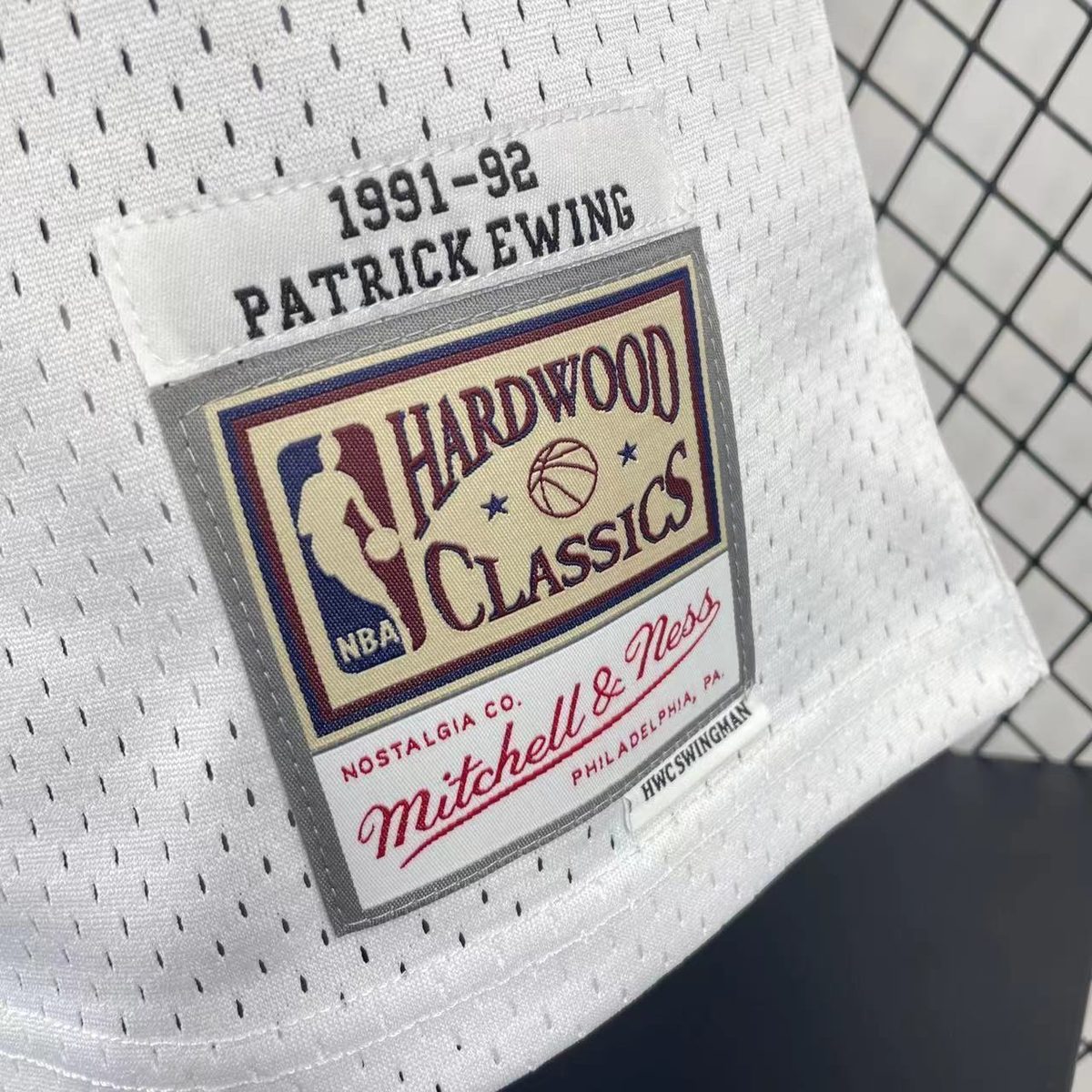 New York Knicks 1991-92 Season Throwback Swingman White Jersey #33 Patrick Ewing - detail