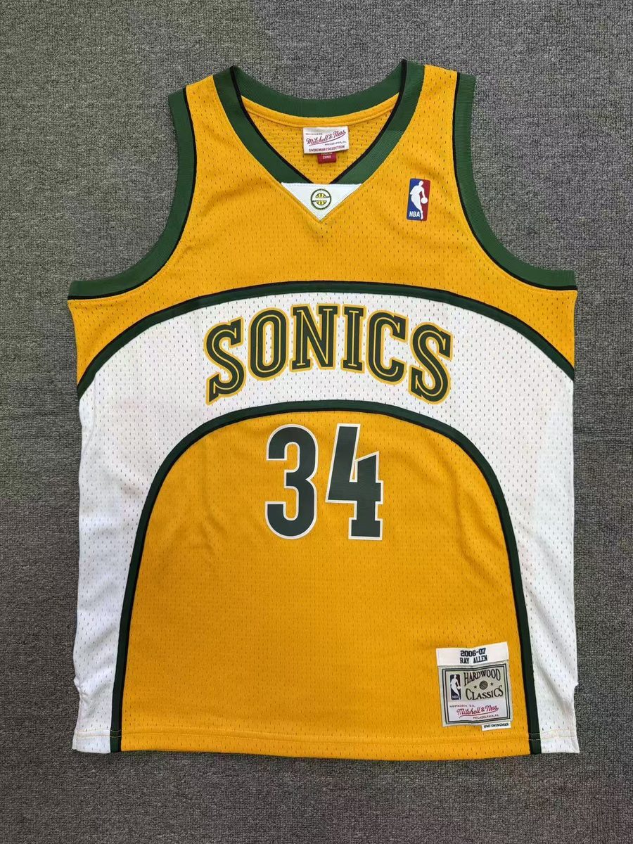 Seattle Supersonics 2006-07 Season Throwback Swingman Heat-Pressed Jersey Cream #34 Ray Allen