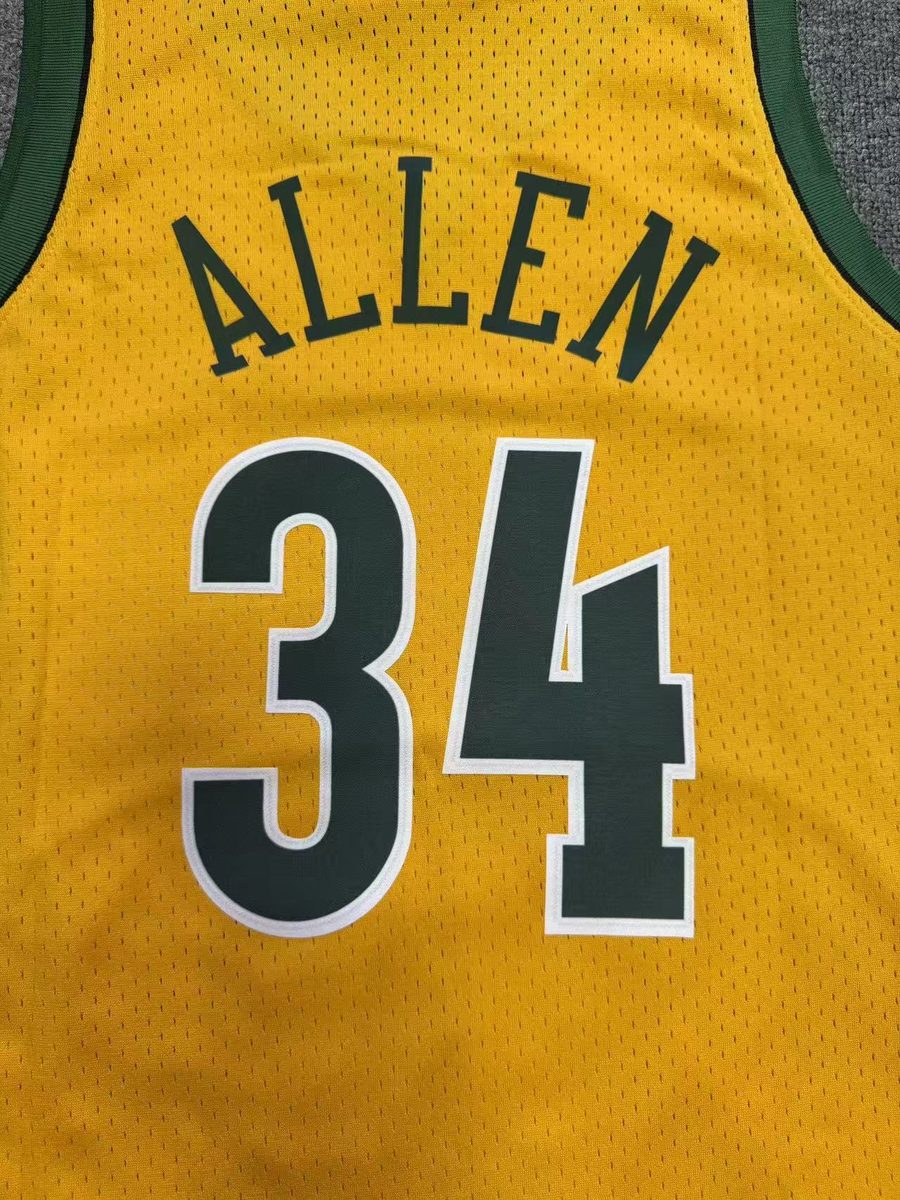 Seattle Supersonics 2006-07 Season Throwback Swingman Heat-Pressed Jersey Cream #34 Ray Allen - detail