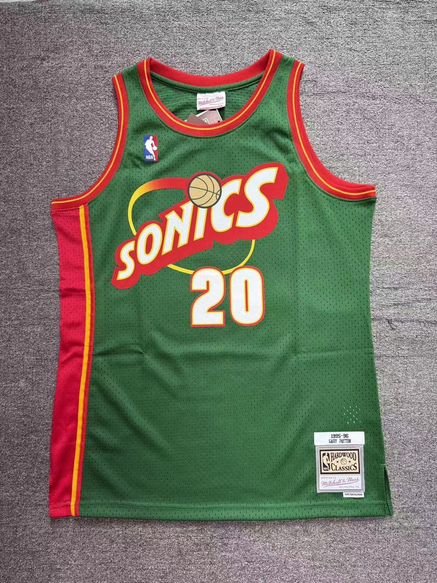 MN Throwback Heat-Pressed Swingman Jersey Seattle SuperSonics 1995-96 Season Retro Green #20 Gary Payton