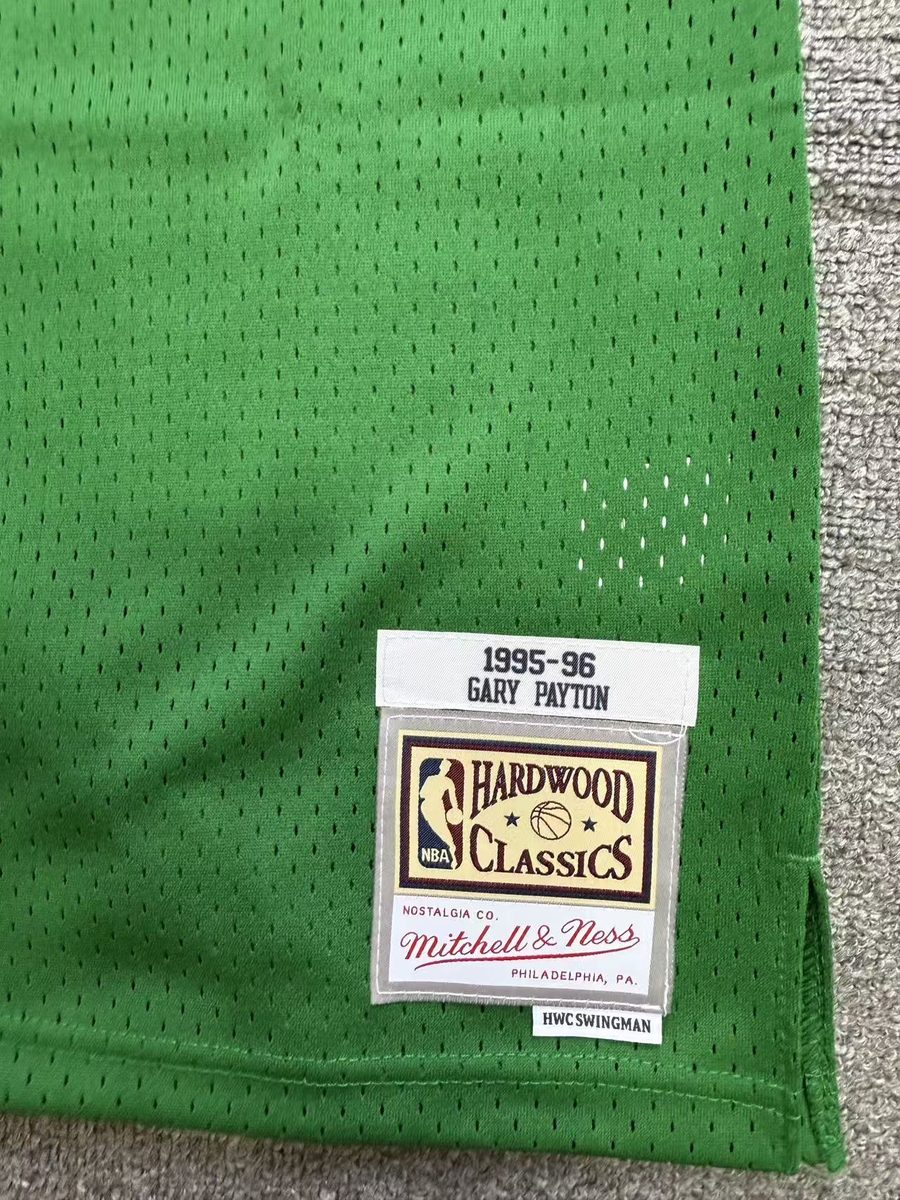 MN Throwback Heat-Pressed Swingman Jersey Seattle SuperSonics 1995-96 Season Retro Green #20 Gary Payton - detail