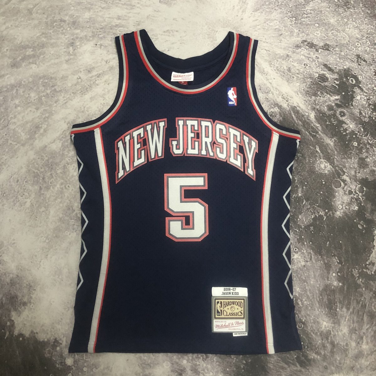 New Jersey Nets 2006-07 Season Throwback Swingman Jersey Navy #5 Jason Kidd - detail