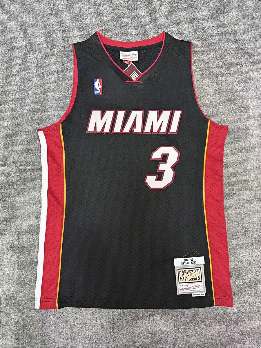 Heat 2012-13 Season Throwback Swingman Jersey Black #3 Wade