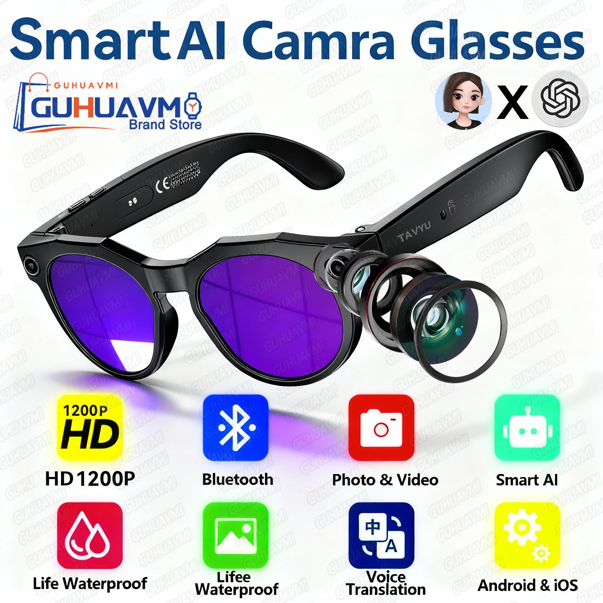 AI Smart Glasses 2026 with 4K HD Camera, Multi-Functional Color Changing, Bluetooth Connectivity, HD Voice Calls, Music Player, and Translation Support – Model W611