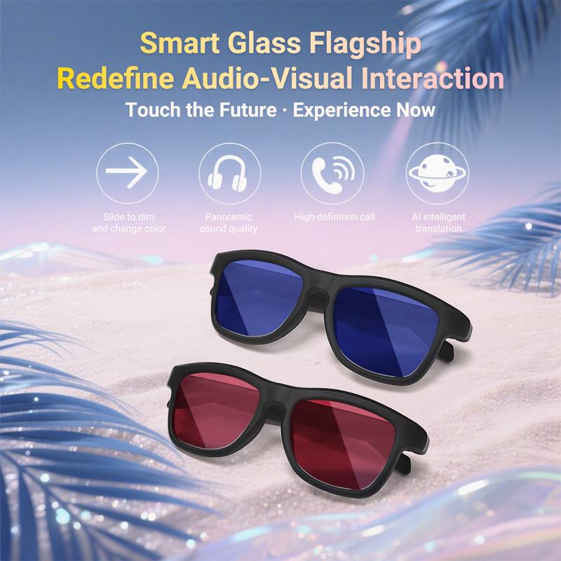 Touchless Light-Adjustable Bluetooth Glasses, Multifunctional Electrochromic Glasses, AI Smart Translation, HD Calling Music Player, New in 2025