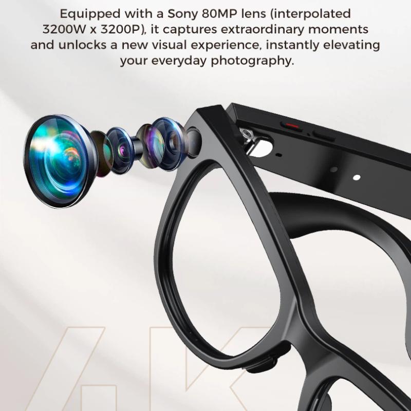 Newest Smart Glasses with Exclusive Charging Case M02 Ultra 4K HD Camera AI Translation Recognition Bluetooth Call Music Glasses