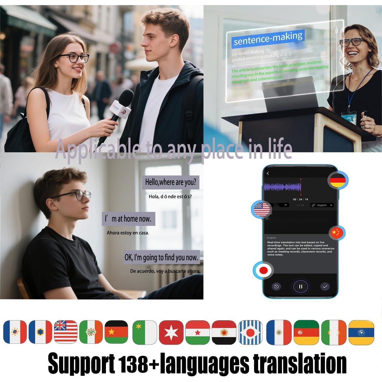 AI Translation Smart Glasses with photochromic lenses, support 160+ languages real-time translation