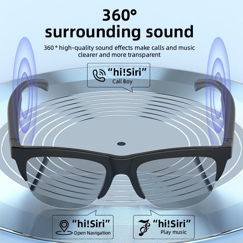 Bluetooth Sunglasses with Clear Lenses F02, Open-Ear Speakers, Blue Light Protection, Smart Touch Control System, Suitable for Office Use and Everyday Life