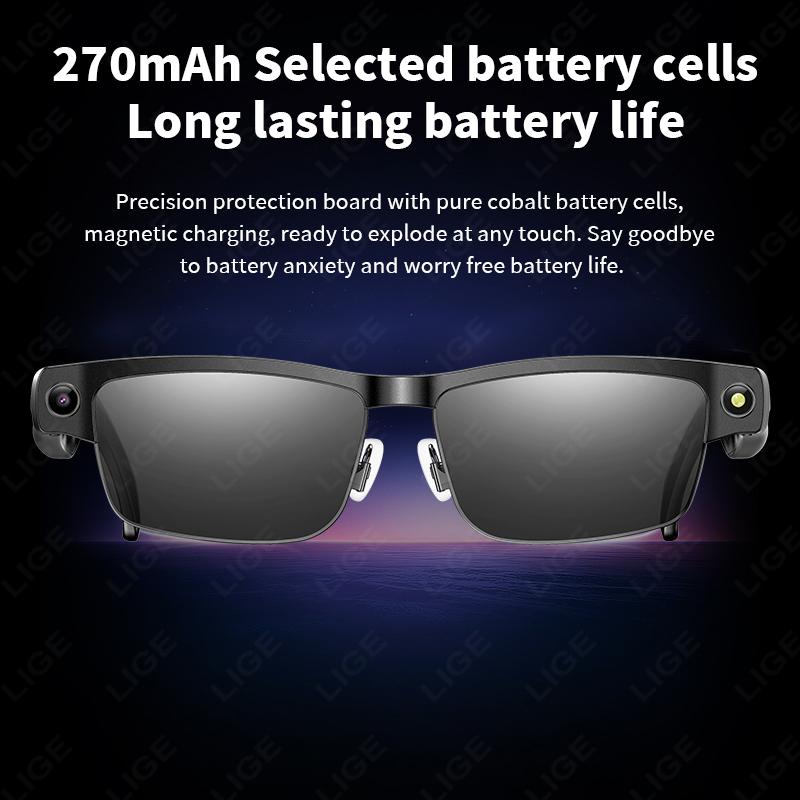 LIGE Smart Glasses Photography Video AI Intelligent Translation Smart Sunglasses Bluetooth Call Music Eyeglasses For Android iOS